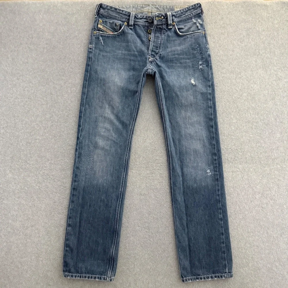 Diesel Yarik Mens 30x32 Straight Leg Distressed Blue Jeans Wash 0070Y Italy